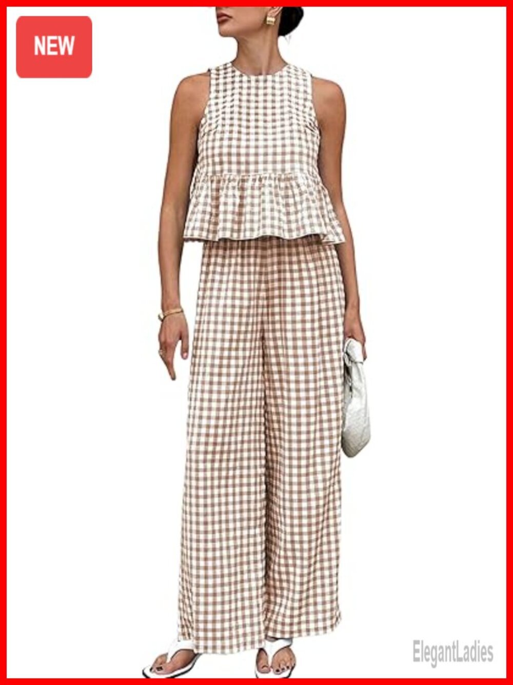 Sleeveless Ruffle Tank Wide Leg Pants 2 Piece Matching Lounge Set